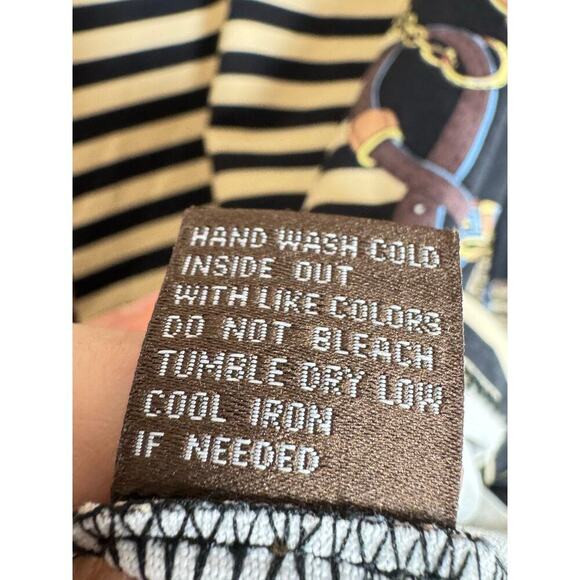 J. McLaughlin Catalina Cloth Striped Belt Print 3/4 Sleeve Top Equestrian - Picture 5 of 8